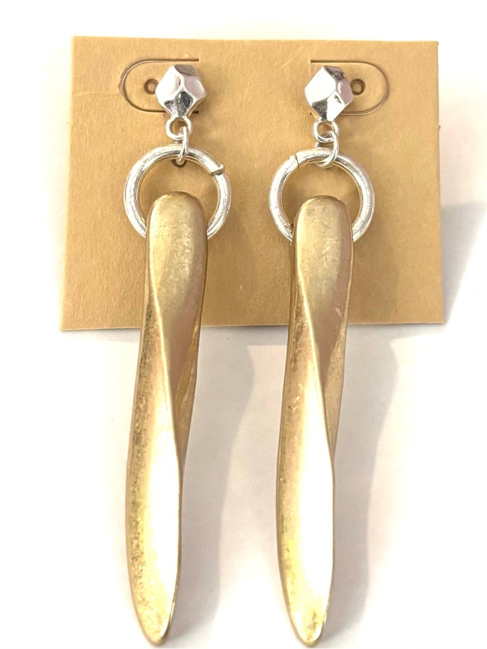 Fashion Jewelry Gold and Silver Twist Drop Earrings